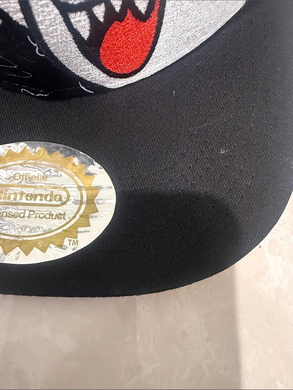 Nintendo Kids Black Snapback Hat with White & Red Boo Face